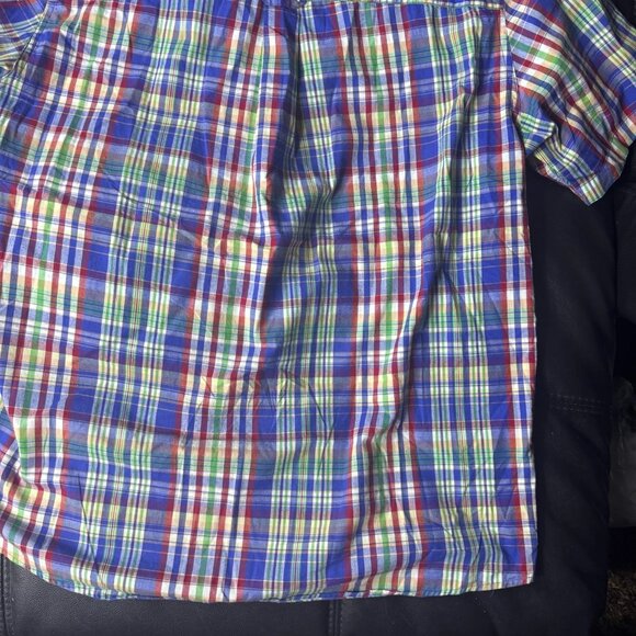 Chaps Men's Button-Up Shirt Multicolor Plaid Collared Short Sleeve Easy Care XL - Picture 11 of 13